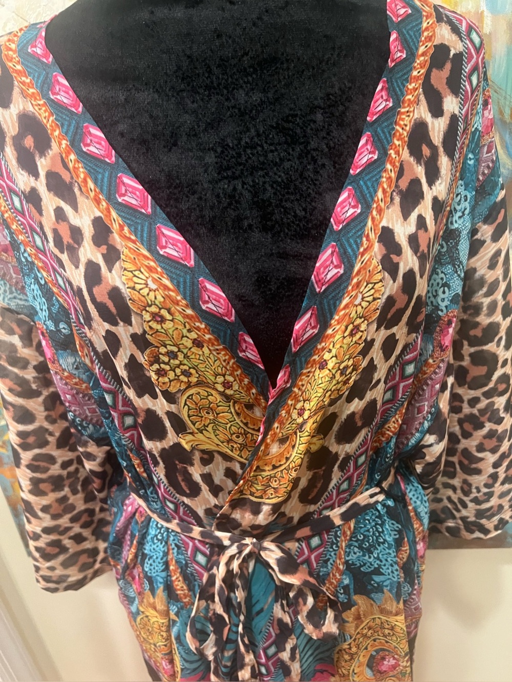 VENUS Mixed Print Leopard Maxi Kimono Duster Cover Up NWT - Picture 9 of 14